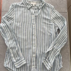 LUCKY BRAND women’s long sleeve button up soft vertical stripe split back size S